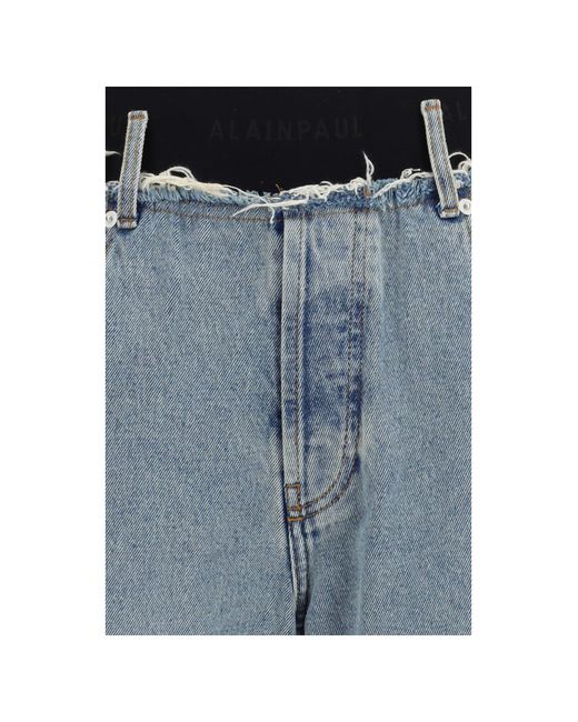 ALAINPAUL Blue High-Waisted Jeans With Elastic Cotton