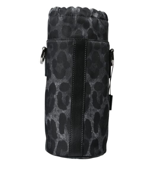Dolce & Gabbana Black Chic Leopard Print Round Bottle Cage for men