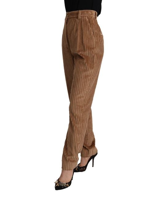 Dolce & Gabbana Black Elegant High-Waisted Tapered Corduroy Pant