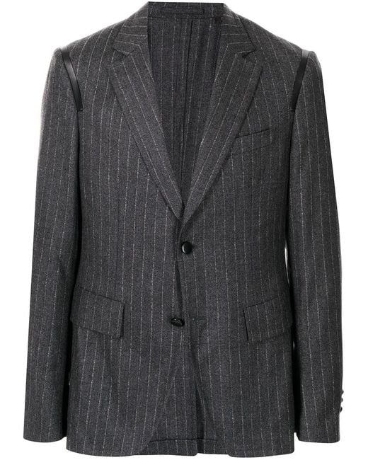 Ferragamo Black Leather-Trim Suit Jacket for men