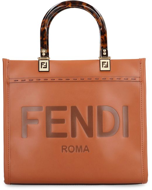 Fendi Brown Sunshine Small Leather Handbag
