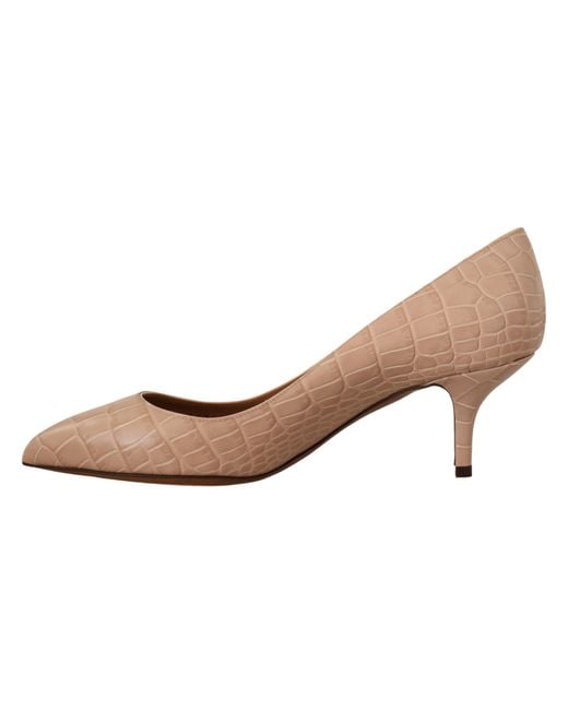 Dolce & Gabbana Brown Leather Pointed Heels Pumps Shoes