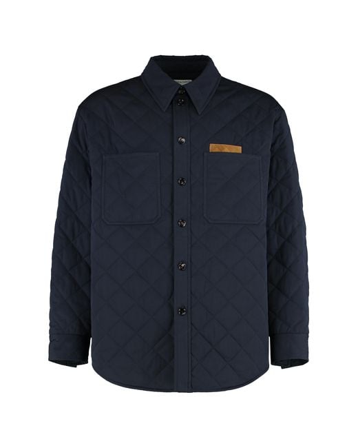 Bottega Veneta Blue Quilted Cotton Overshirt Shirt for men