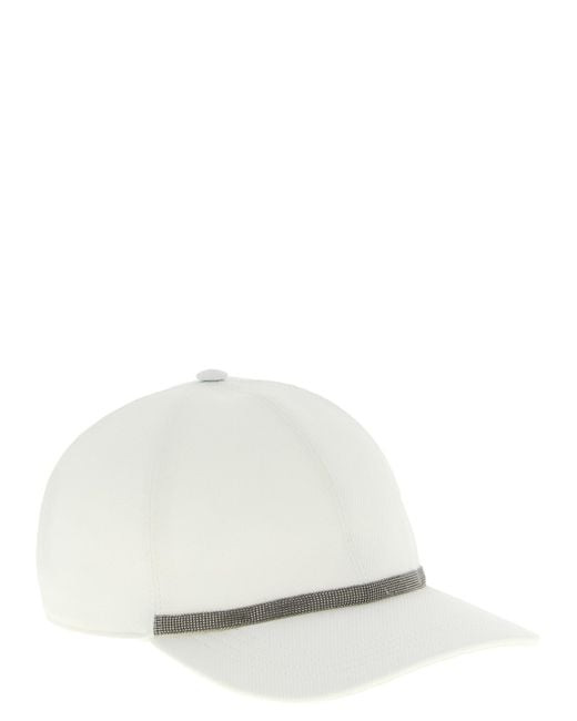 Brunello Cucinelli White Cotton Cap (Baseball Hat)