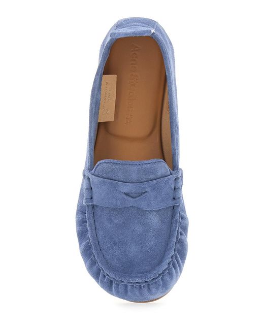 Acne Blue Loafers, Suede Calf Leather