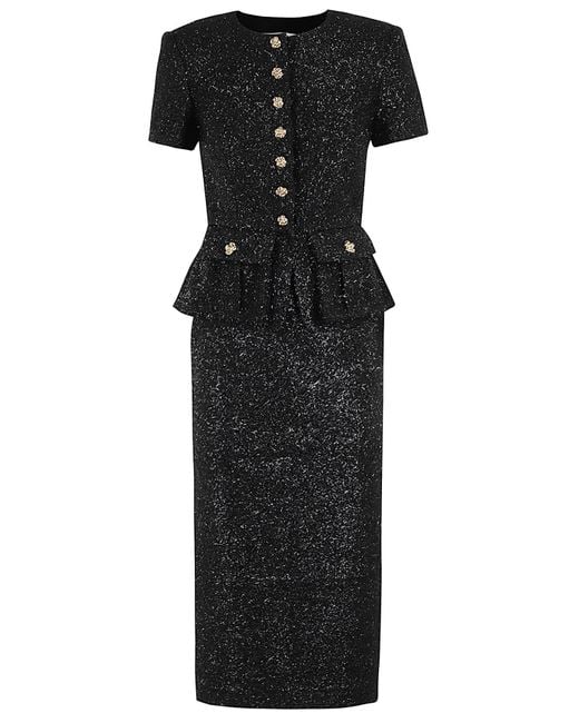 Self-Portrait素敵Black Tinsel Boucle Tailored ミディスカート Black Tinsel Boucle Tailored Midi Dress – self-portrait-EU