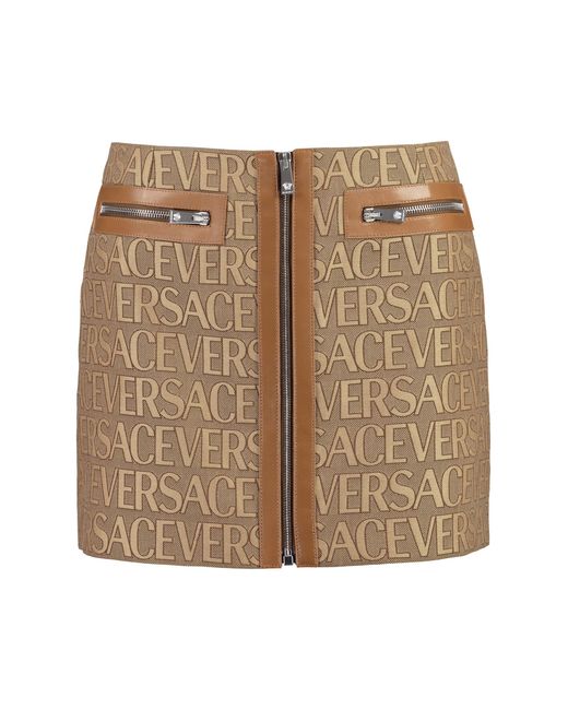 Versace Brown Jacquard Mini Skirt Polyester