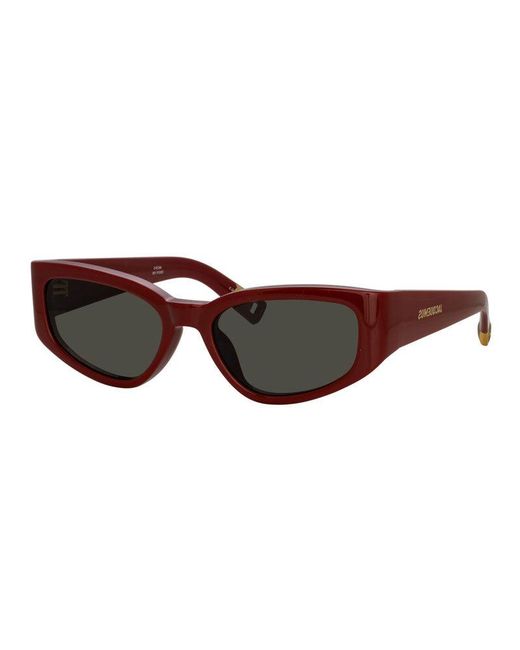 Jacquemus Brown Sunglasses Cat Eye Full Rim, Burgundy Frame And Lens Jac/5C3