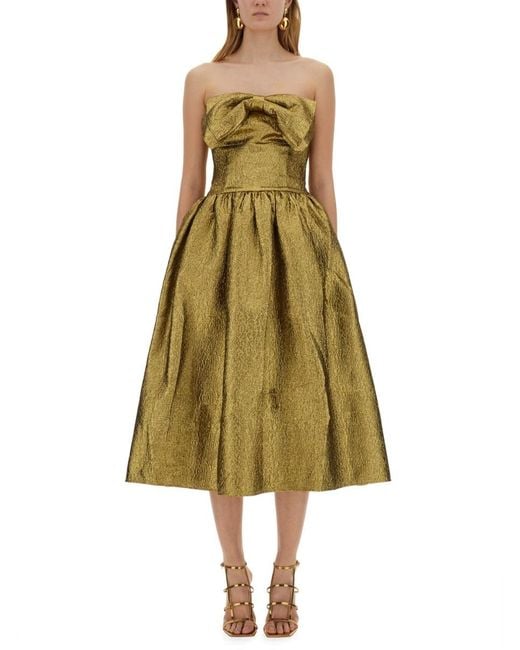 Self-Portrait Metallic Jacquard Midi Dress