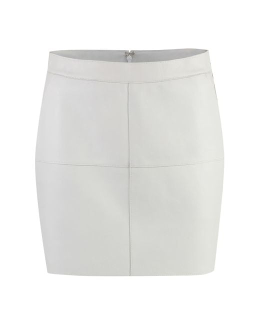 P.A.R.O.S.H. White Leather Mini Skirt