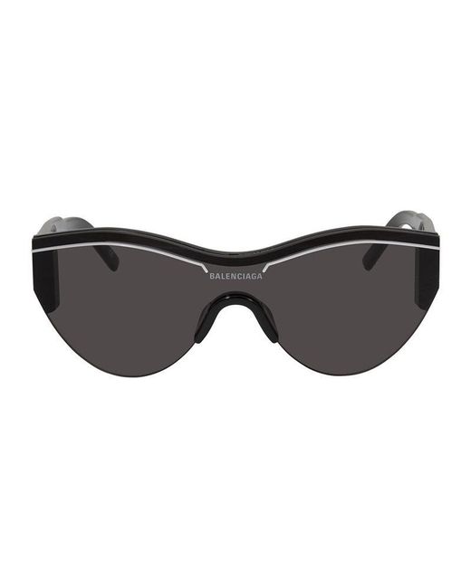 Balenciaga Gray Sunglasses Shield Semi Rim, Frame And Lens Bb0004S001