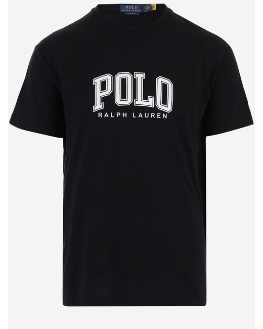 Ralph Lauren Black Cotton T-Shirt With Logo for men