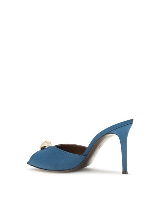 Giuseppe Zanotti Blue Intrigo Cocktail Mules Sandals Calf Leather Bos Taurus