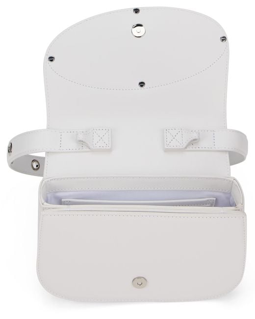 DIESEL White Shoulder Bag 1Dr Leather Calfskin Handbags