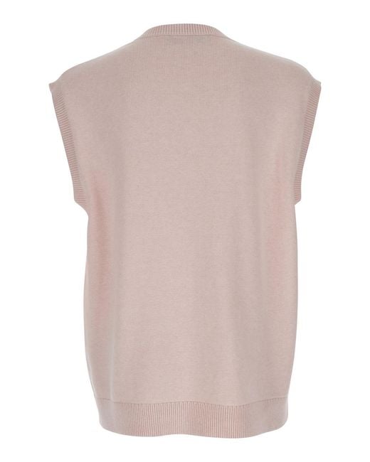 J.W. Anderson Pink Sleeveless Vest With V Neck And Contrasting Logo Embroidery On The Front for men