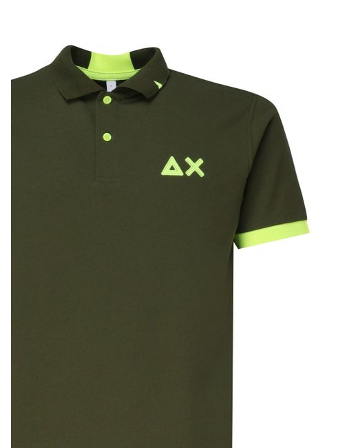 Sun 68 Green Polo T-Shirt With Front Logo for men