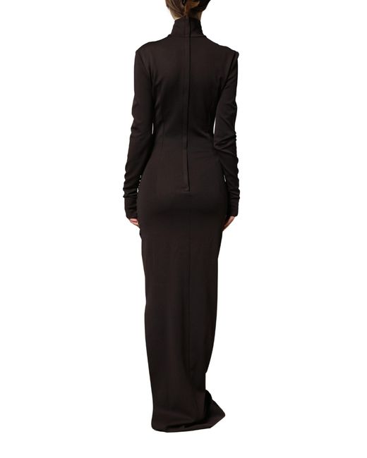 Dolce & Gabbana Black Turtleneck Jersey Long Maxi Dress Viscose Nylon Elastane