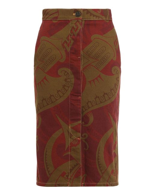 Vivienne Westwood Brown Printed Cotton Midi Skirt