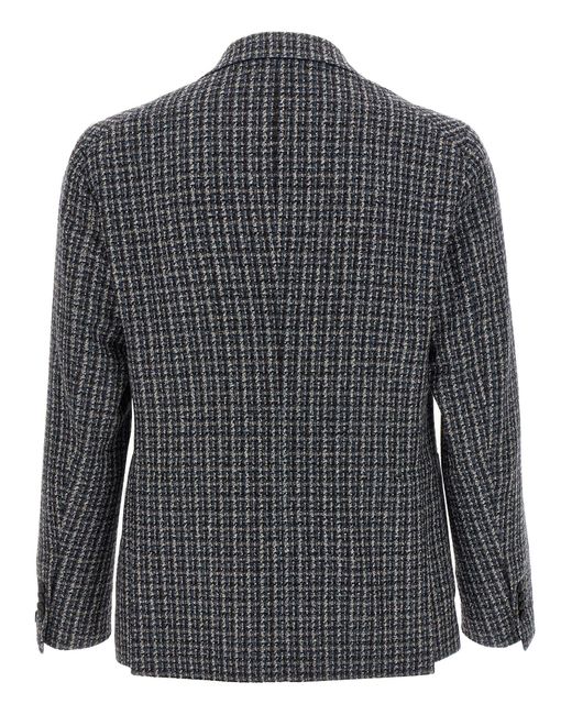 Tagliatore Gray Wool Tweed Blazer With Peak Lapels for men