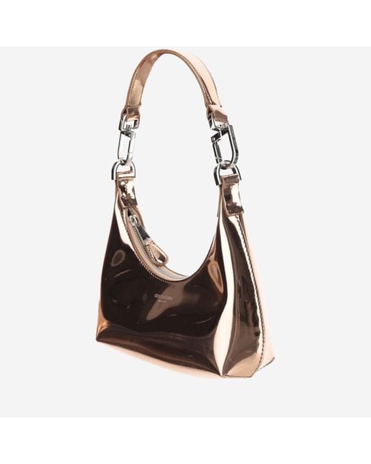 Giorgio Armani Brown Metallic Nappa Leather Bag With Logo