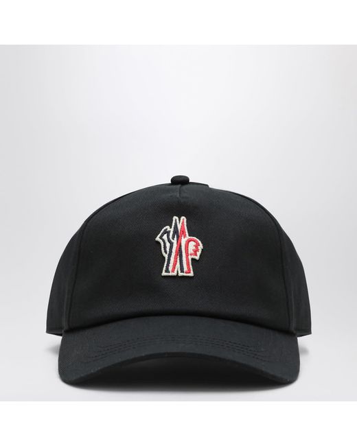 Moncler Black Baseball Cap With Logo Patch for men