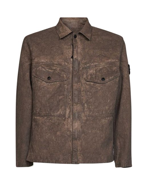 Stone Island Brown Lead Corduroy Overshirt for men
