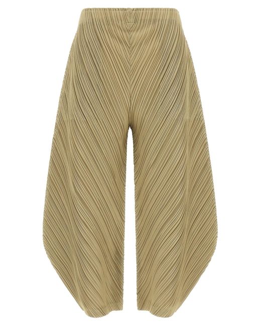 Pleats Please Issey Miyake White Pleated Balloon Trousers