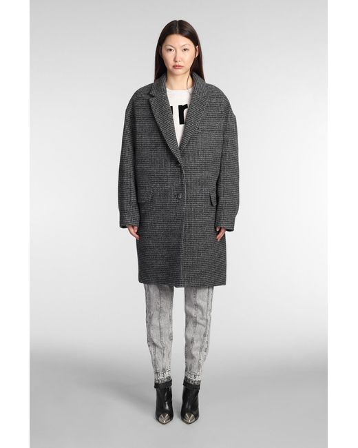 MARANT ETOILE Gray Limiza Coat In Grey Wool