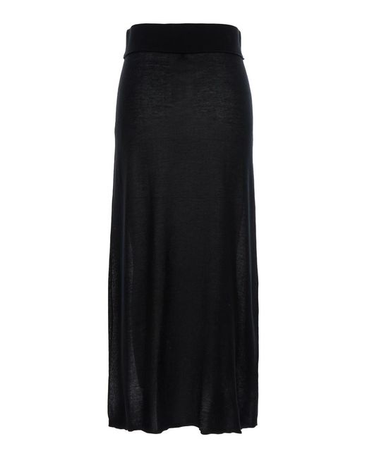 Totême  Black Long Skirt With Elastic Waist Lyocell