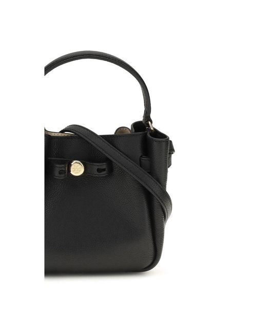 Tory Burch Black Calf Leather Bos Taurus Backet Bag