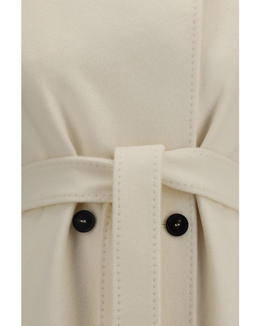 Max Mara White Double Breasted Wool Coat