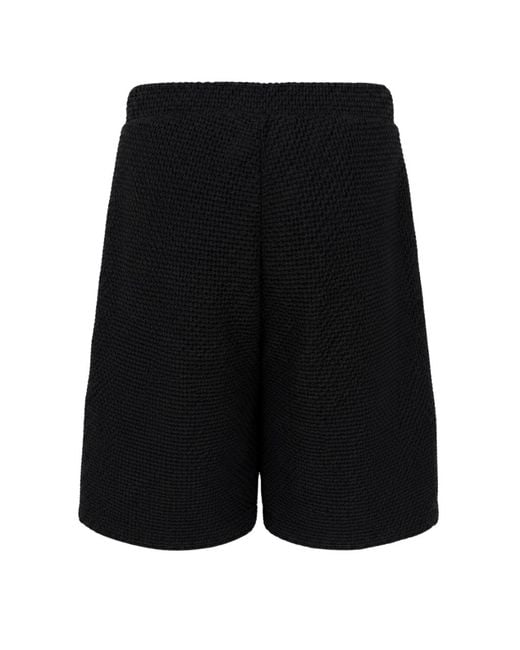 Emporio Armani Black Shorts Embossed Jersey Polyamide for men