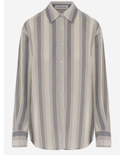 Frankie Shop Gray Striped Cupro Shirt