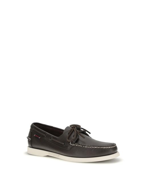 Sebago White Loafers Docksides Portland Calf Leather Lace-Up Shoes for men