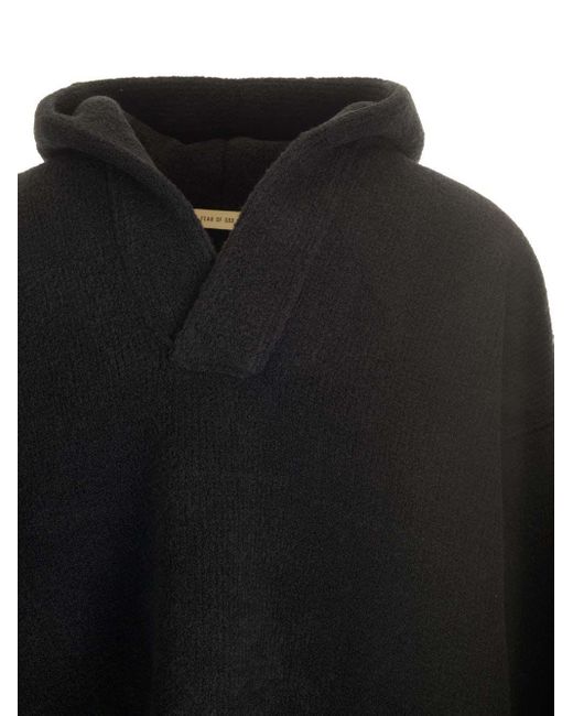 Fear Of God Black Merino Polo Hoodie for men