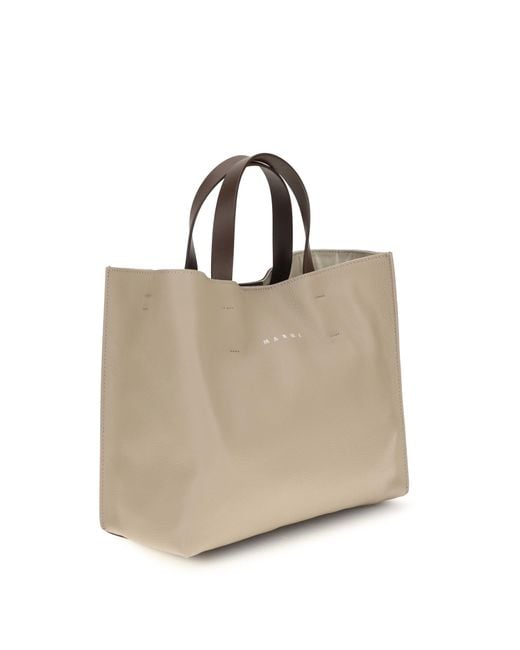 Marni Brown Tote Bag Museo Calf Leather Shoulder