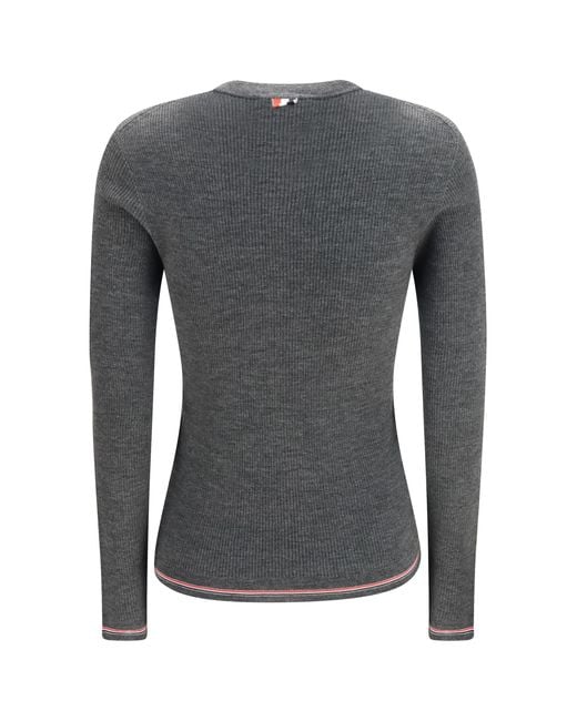 Thom Browne Gray Ribbed Merino Wool Cardigan Ovis Aries Sweater
