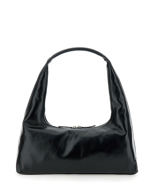MARGE SHERWOOD Black Shoulder Bag With Logo Lettering On The Front And Fixed Shoulder Strap