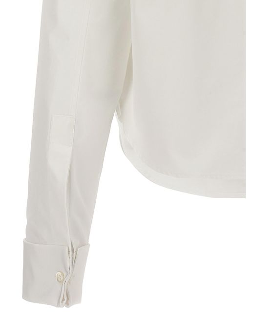 Loewe White Pleated Plastron Shirt
