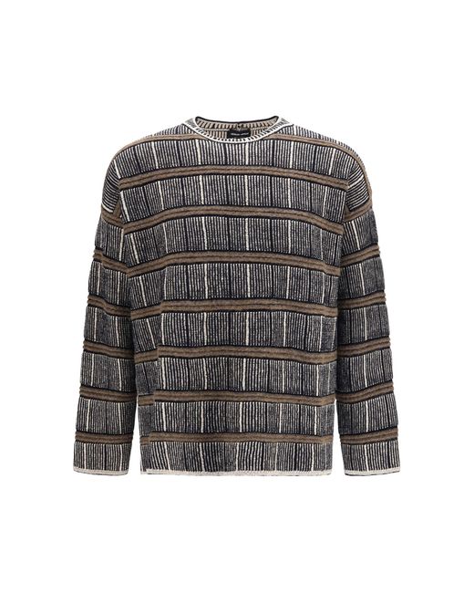 Giorgio Armani Gray Oversized Ribbed Sweater Silk And Virgin Wool Blend for men