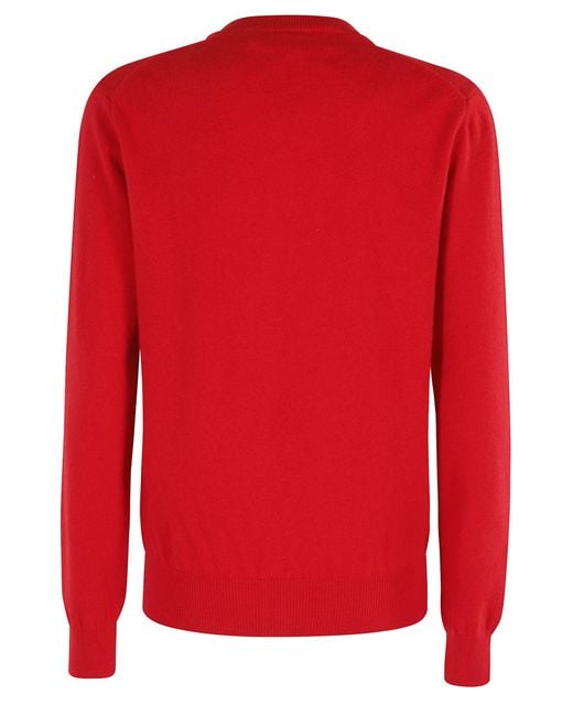 COMME DES GARÇONS PLAY Red Round Neck Cardigan Emblem