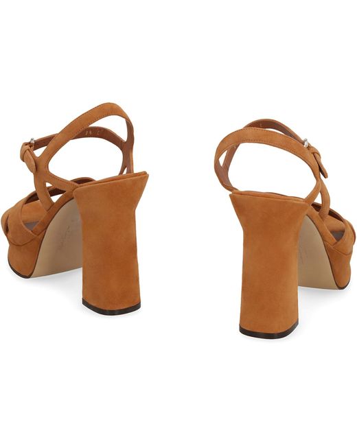 Ferragamo Brown Leather Platform Sandals