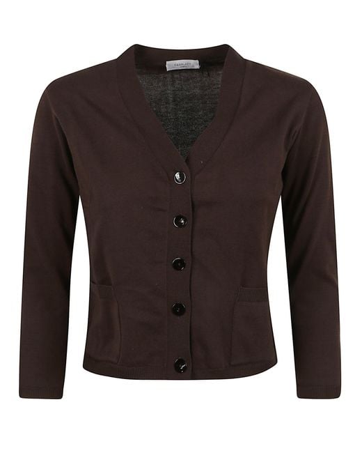 Charlott Black Cadigan A V Cotton Maglia
