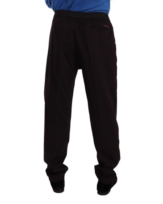 Dolce & Gabbana Black Bordeaux Cotton Skinny Trouser Pants for men