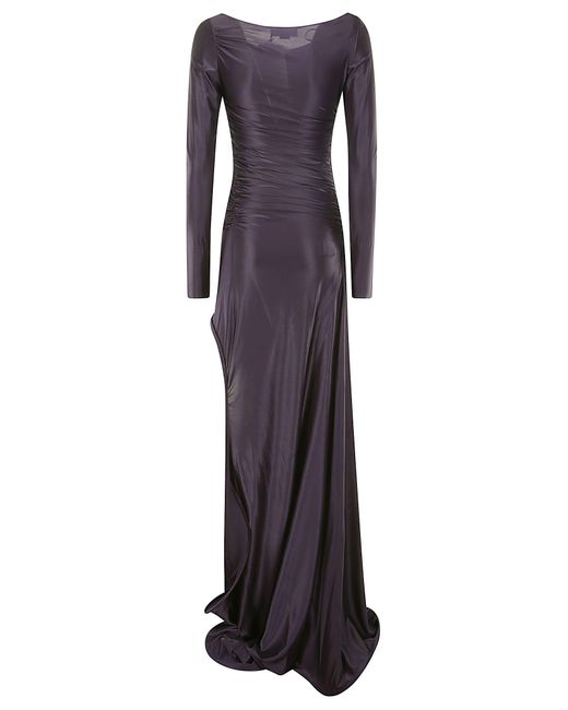 Victoria Beckham Purple Ruffle Detail Gown