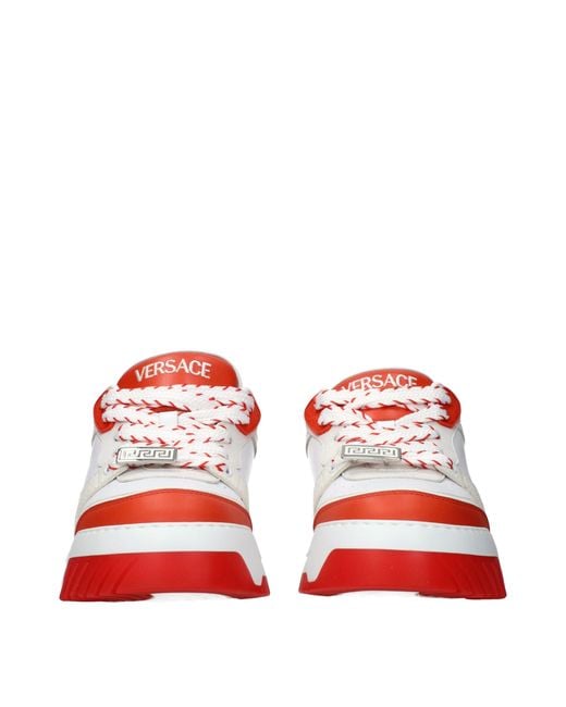 Versace Red Leather Athletic Sneakers for men
