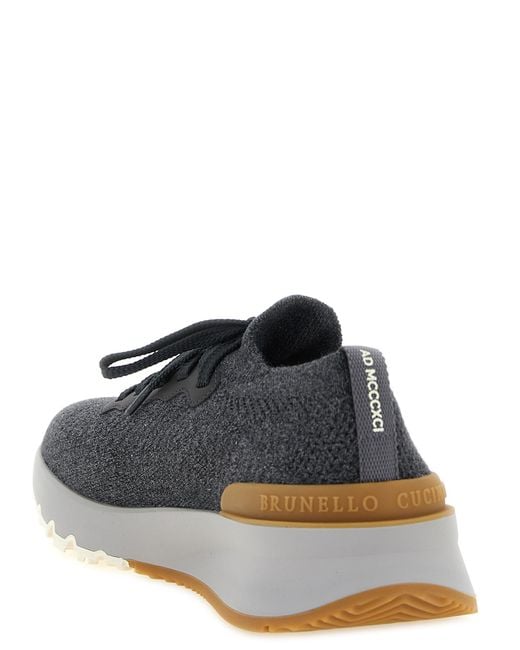 Brunello Cucinelli Gray Cotton Athletic Sneakers for men