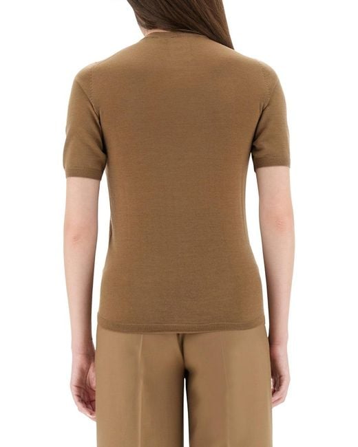 Max Mara Brown Virgin Wool Jersey Jeric Jumpers