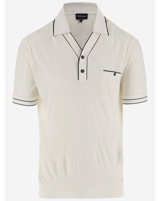 Giorgio Armani Natural Wool And Viscose Blend Polo Shirt for men