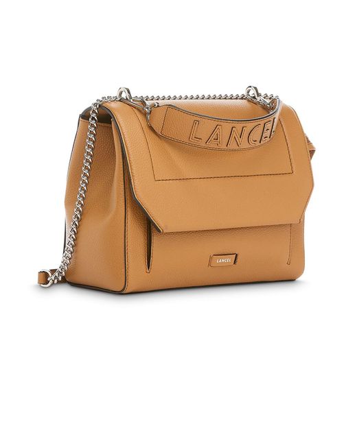 Lancel Brown Camel Grained Leather Shoulder Bag